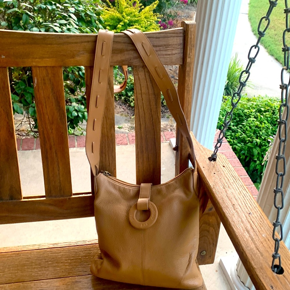 THE SAK ORIGINAL Camel Pebbled Leather Crossbody Bag